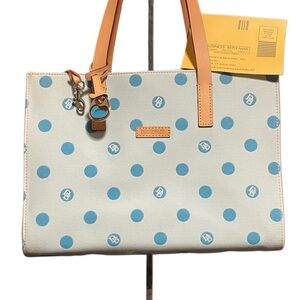 Dooney & Bourke Vintage Polka Dot Tote 2Tone Blue